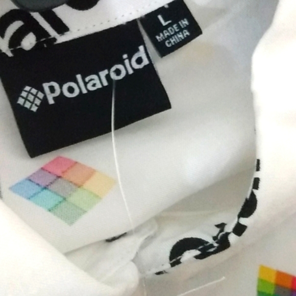POLAROID CAMERA WHITE BUTTON-UP SHORT SLEEVE CASUAL SHIRT SIZE LARGE NWOT - Picture 3 of 6